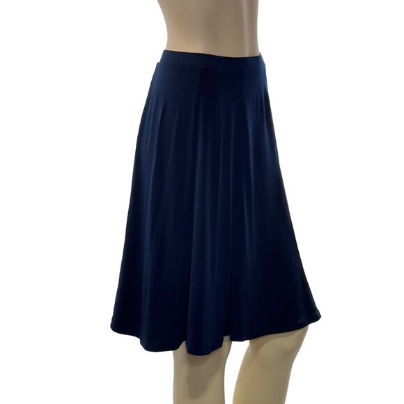 LIZ CLAIBORNE Women's Darkest Sky Blue A-Line Skirt Size Polyester Stretch L - Picture 8 of 12